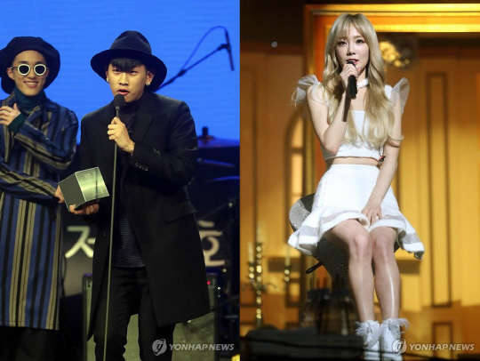 사진=연합뉴스. 크러쉬(왼)&태연.